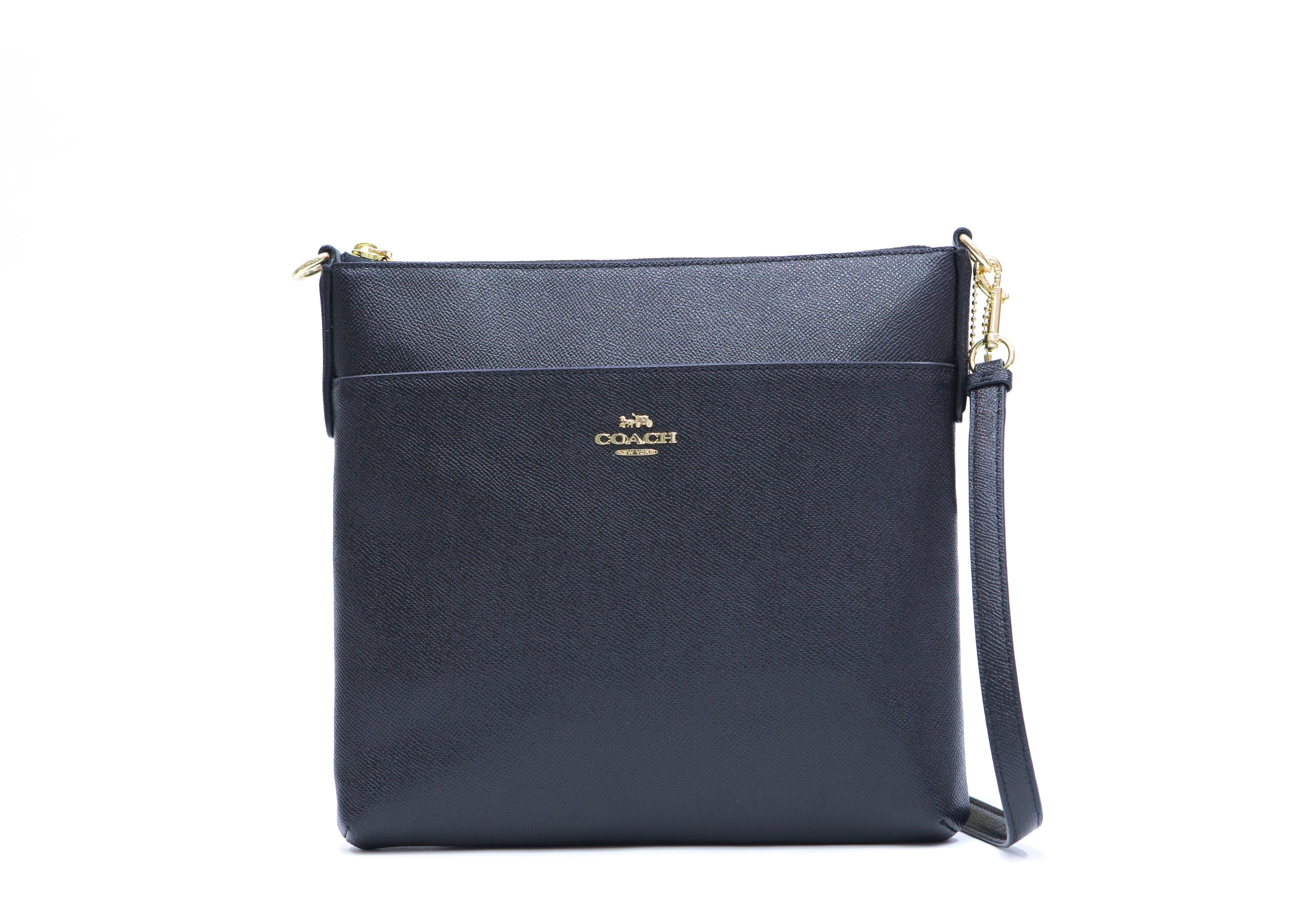 Coach Kitt 26 Crossgrain Leather Large Messenger Crossbody Bag - Black