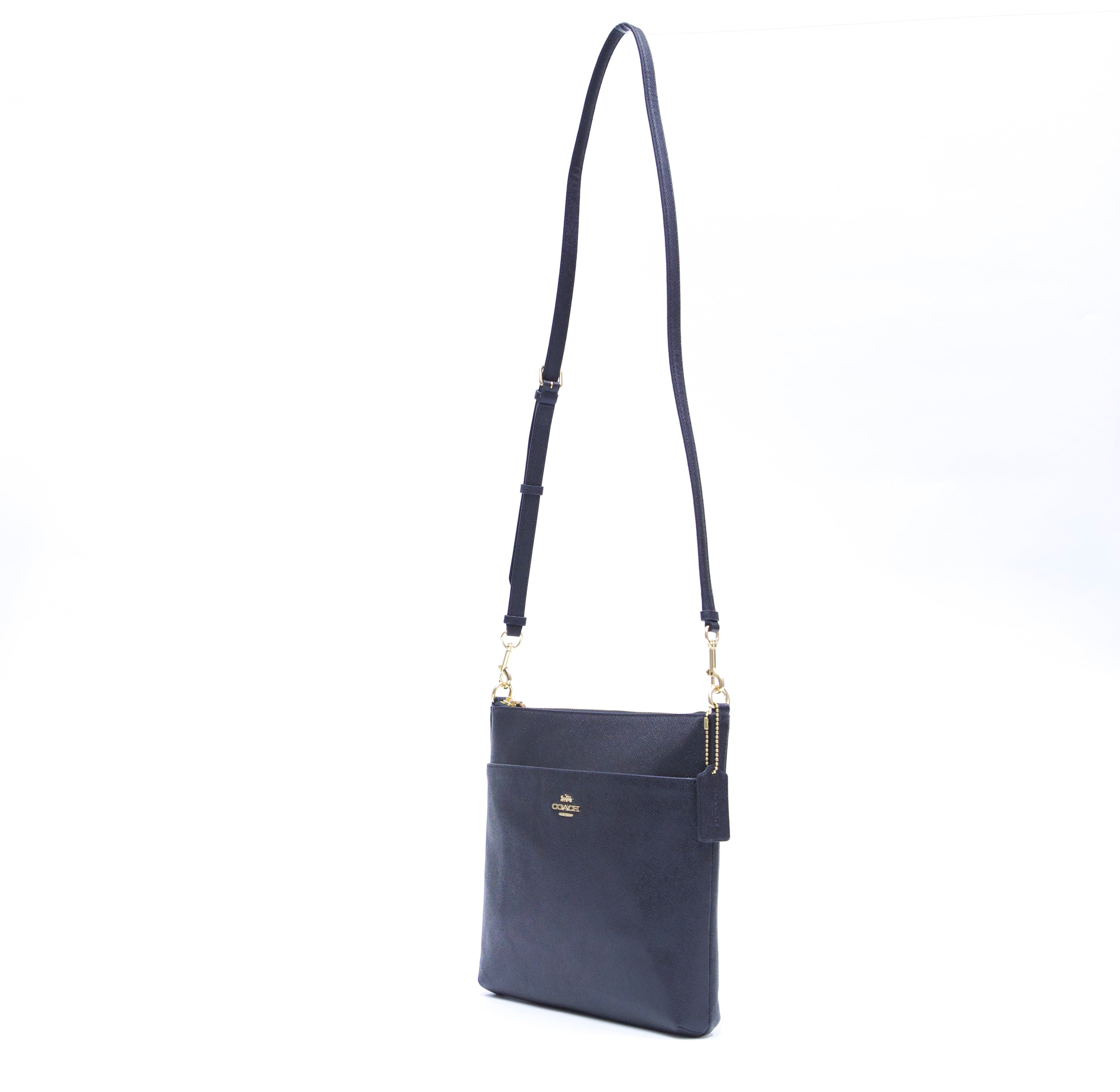 Coach Kitt 26 Crossgrain Leather Large Messenger Crossbody Bag - Black