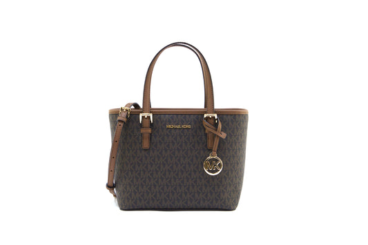 Michael Kors Jet Set Travel Extra-Small Logo Top-Zip CarryAll Tote Bag - Brown