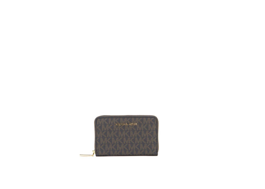 Michael Kors Small Signature Logo-Print Leather Wallet - Brown/Acorn