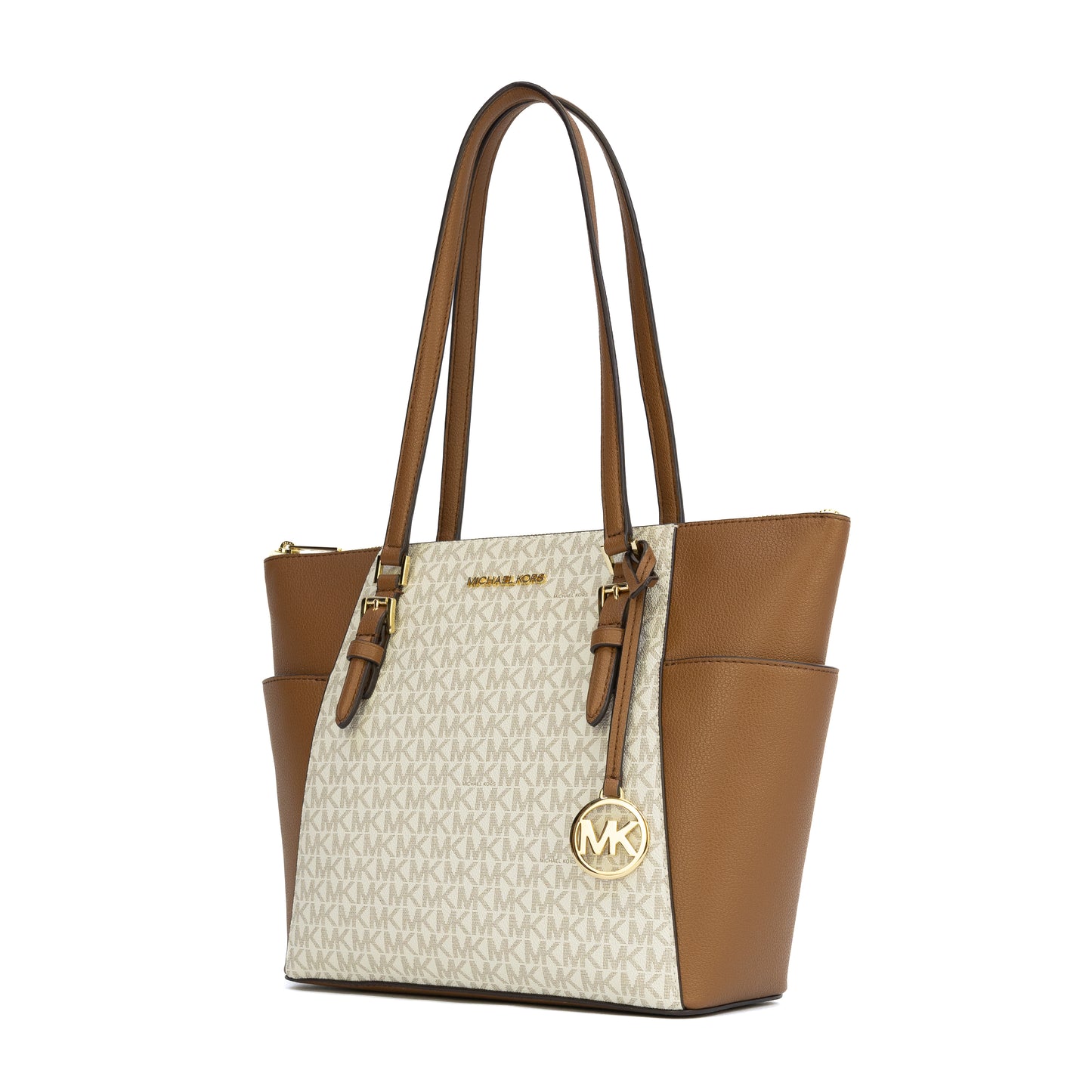 Michael Kors Charlotte Large Top Zip Tote - Vanilla/Brown