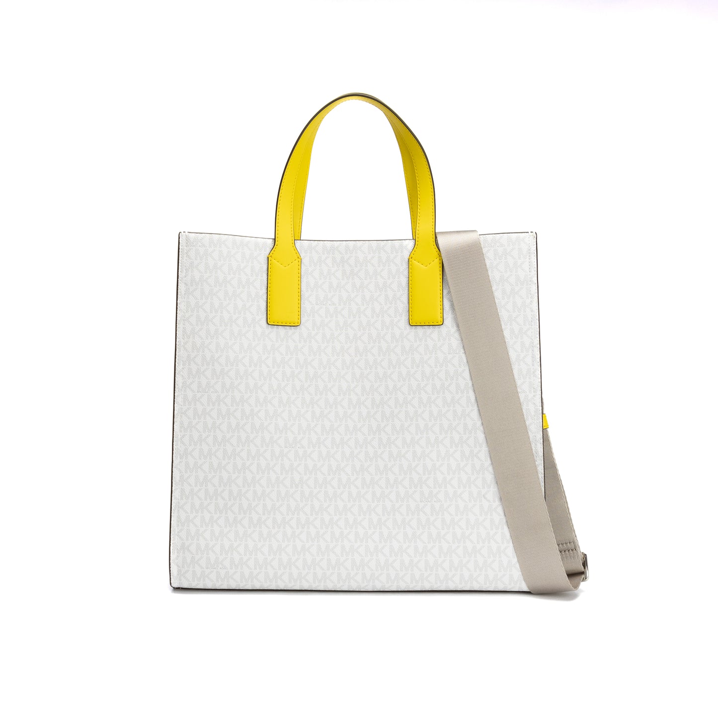 Michael Kors Kenly Large Logo Tote Bag - White/Citrus Yellow - 193599756592