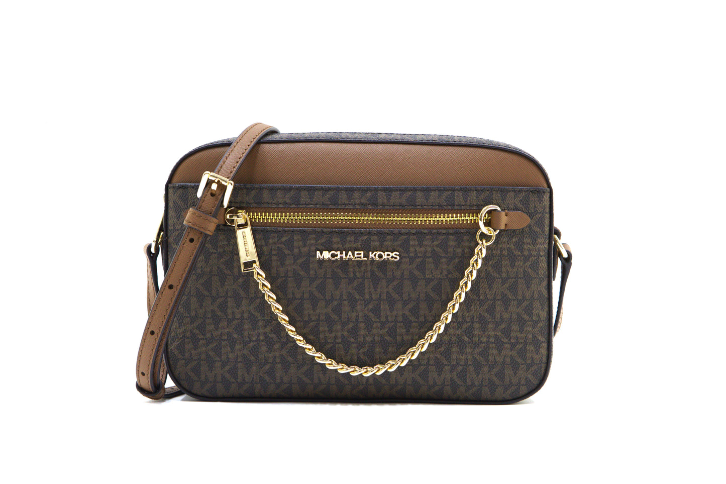 Michael Kors Jet Set Large Logo Crossbody- Brown