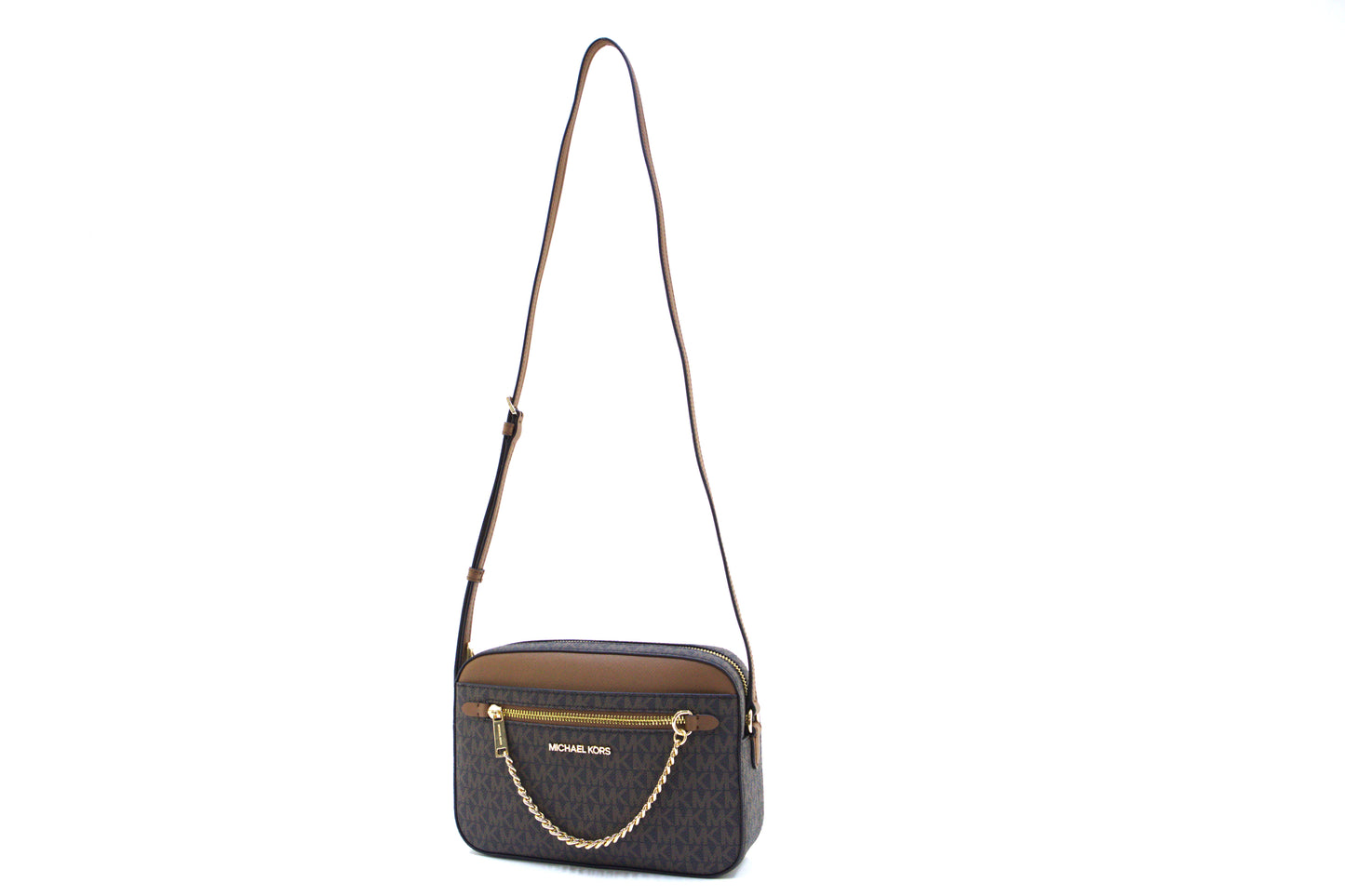Michael Kors Jet Set Large Logo Crossbody- Brown