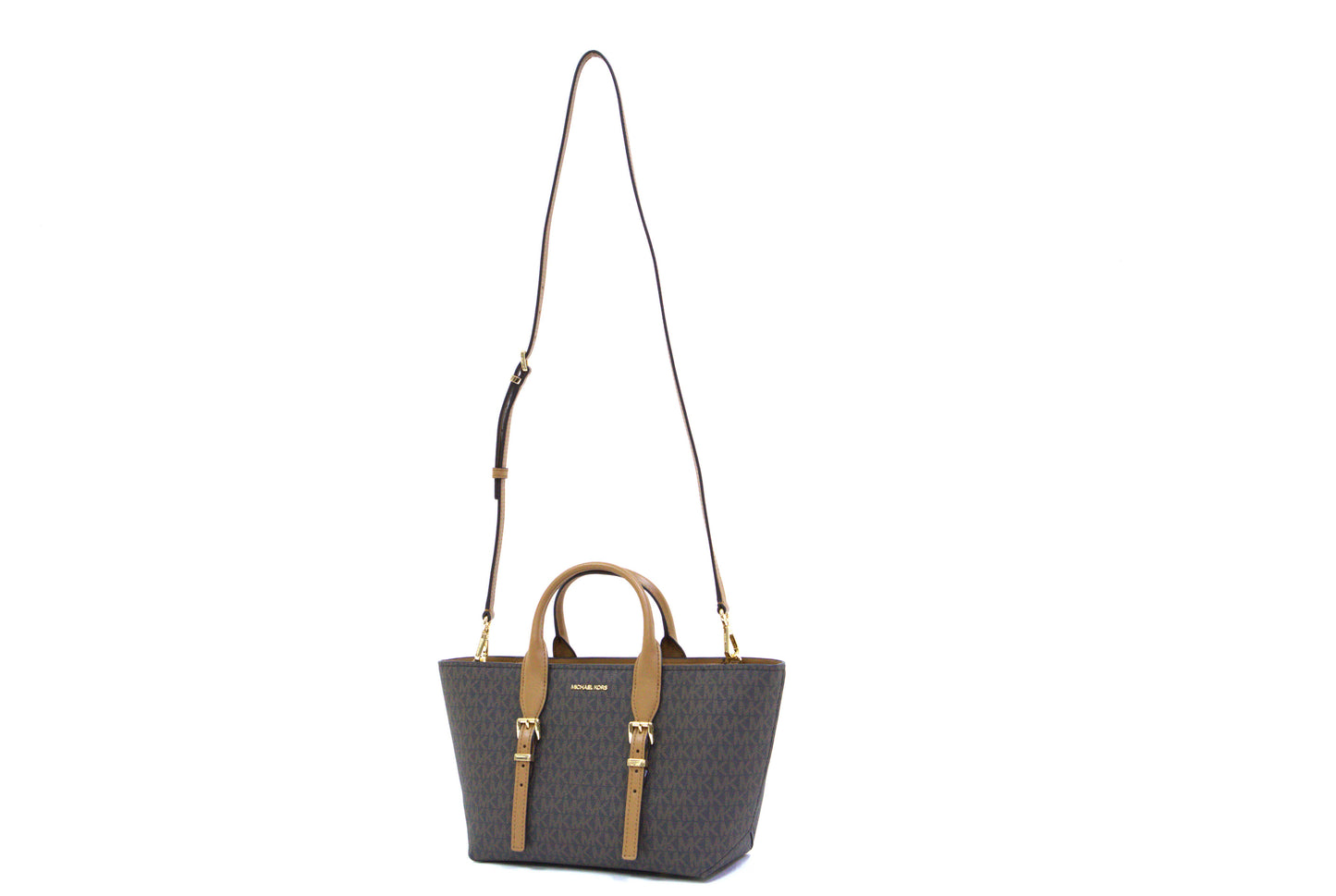 Michael Kors Moore Small Signature Logo Satchel- Brown