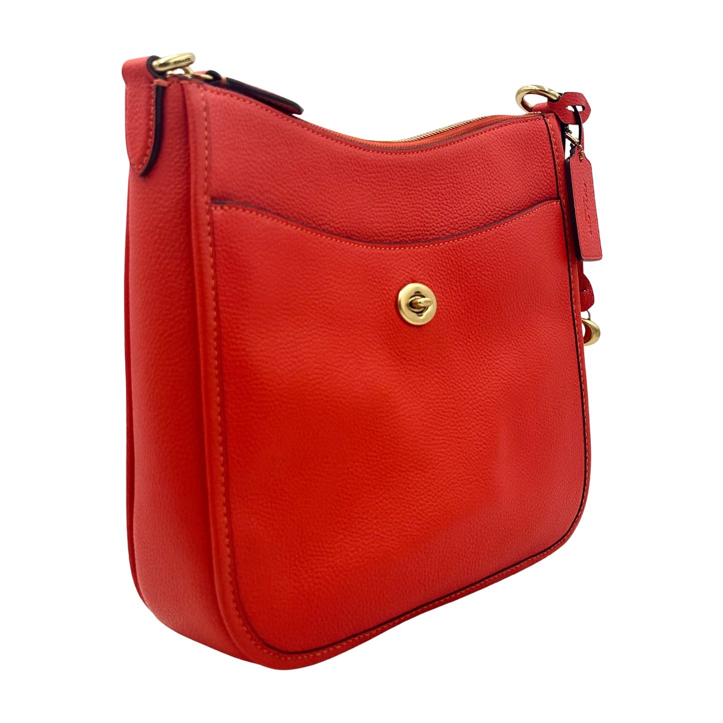 Coach Polished Pebble Leather Chaise Crossbody - Red/Orange