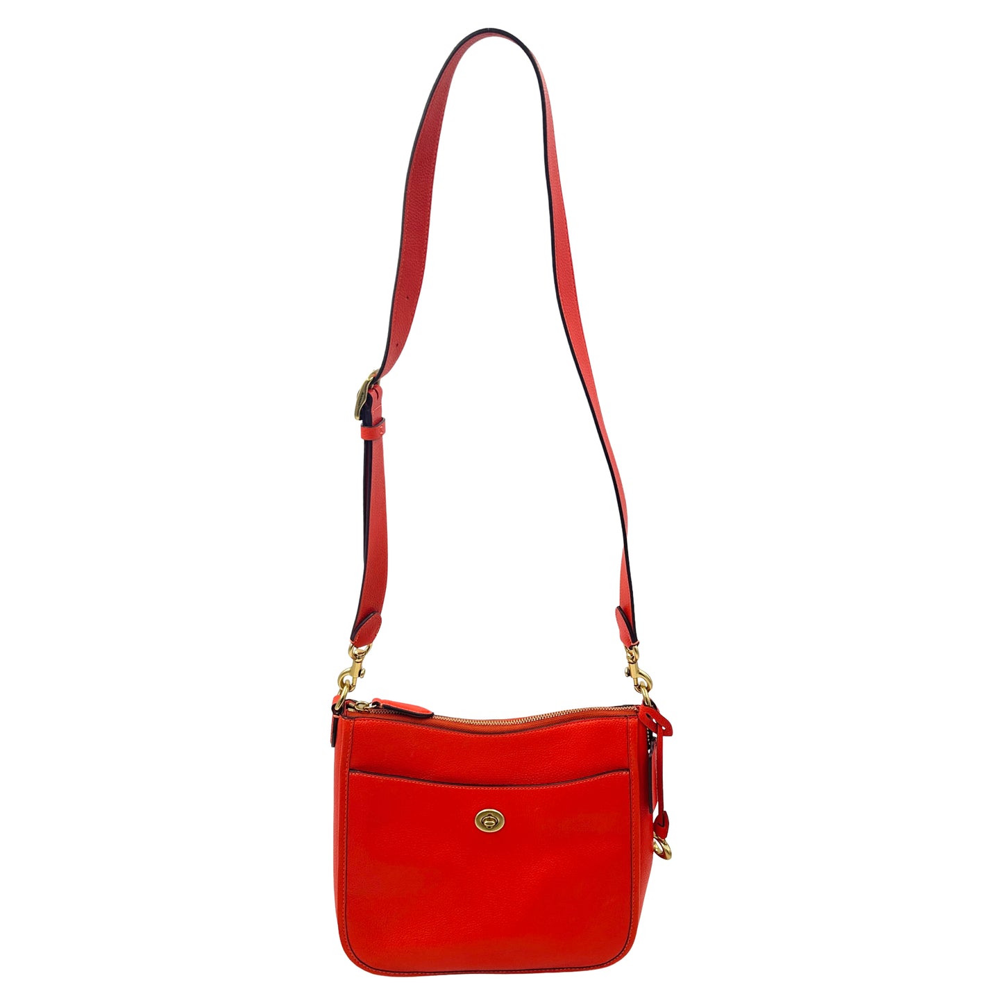 Coach Polished Pebble Leather Chaise Crossbody - Red/Orange