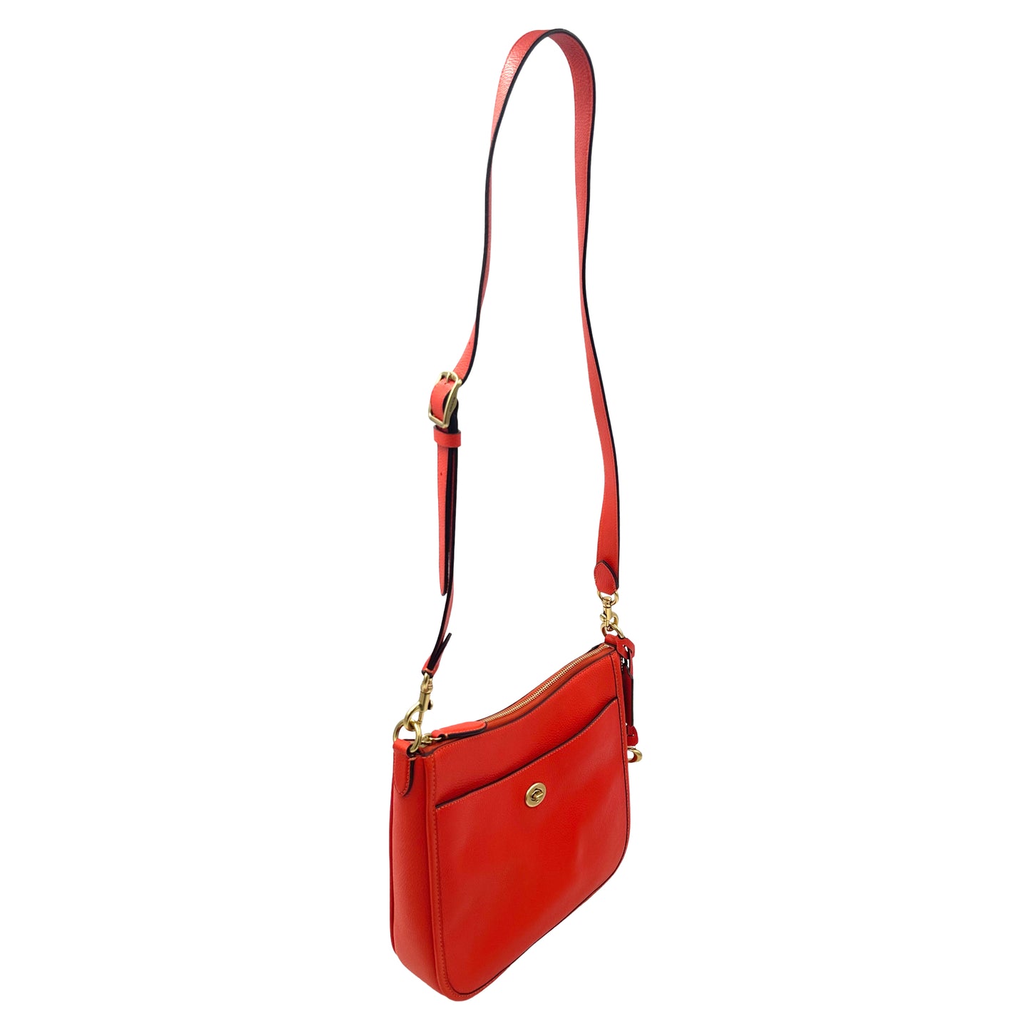 Coach Polished Pebble Leather Chaise Crossbody - Red/Orange