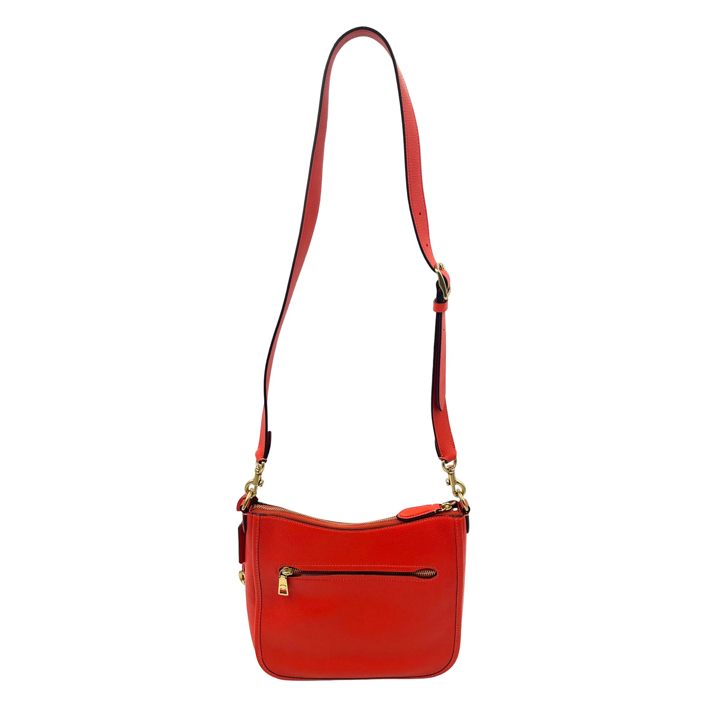 Coach Polished Pebble Leather Chaise Crossbody - Red/Orange