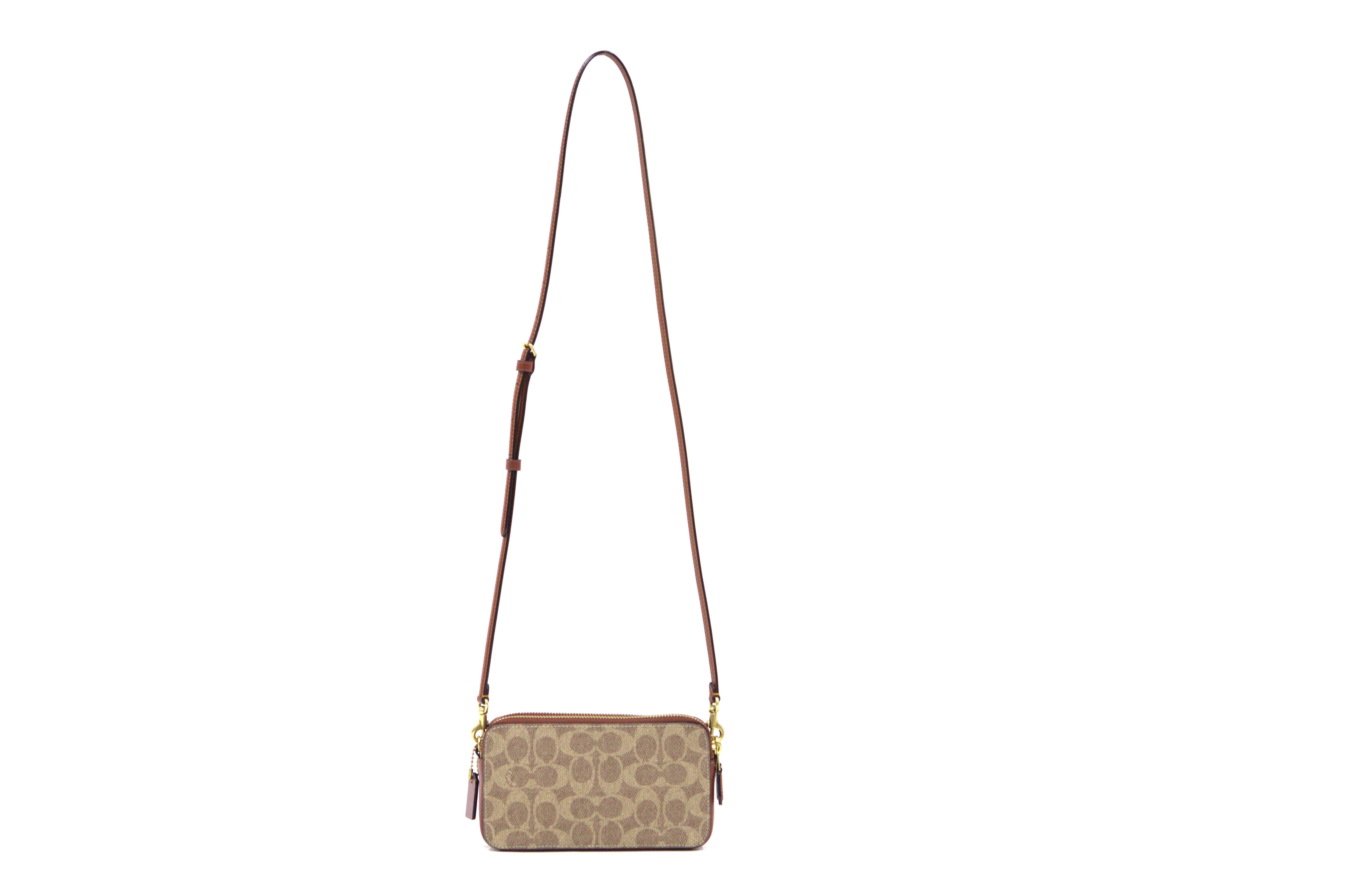 Coach Card Case Signature Kira Crossbody - Tan/Rust