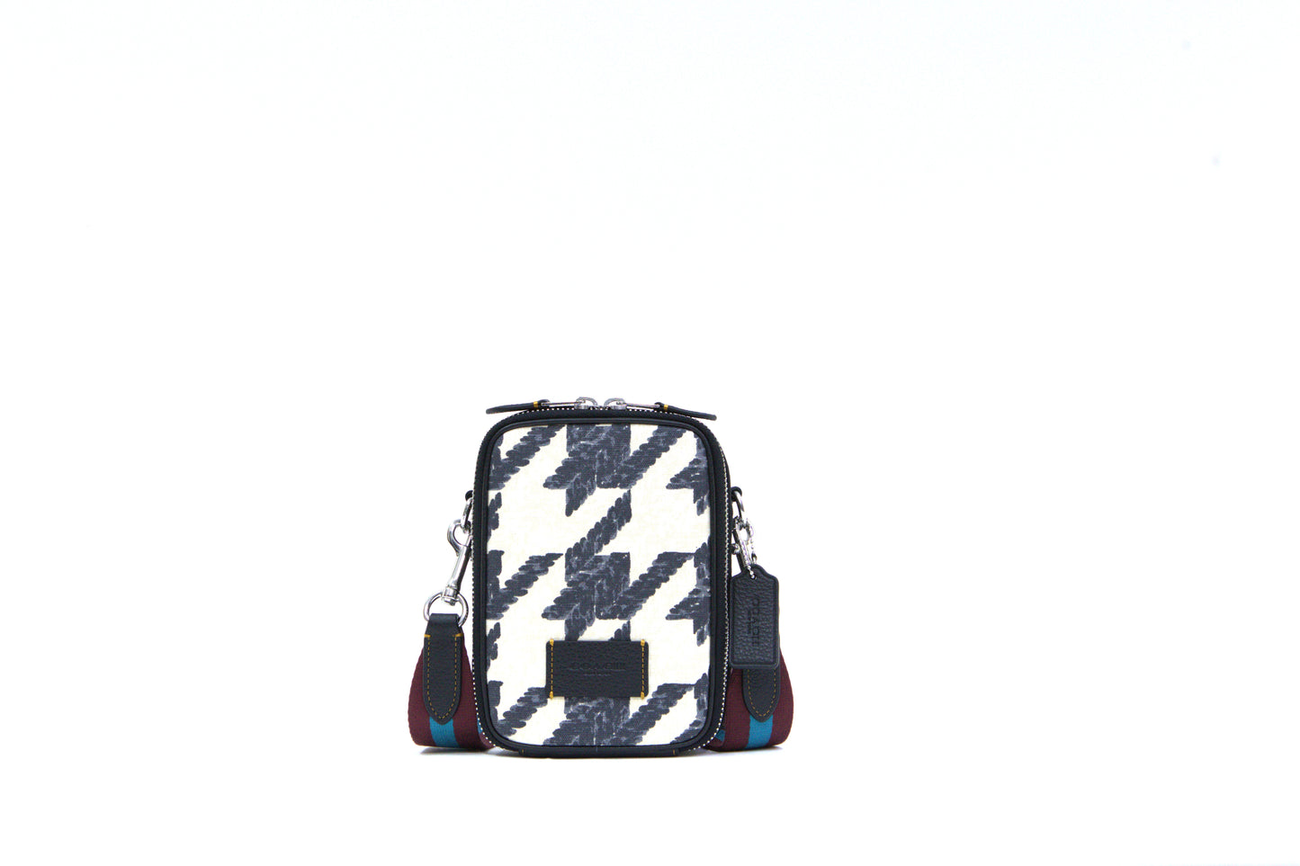 Coach Stanton Houndstooth Print Crossbody - Cream black