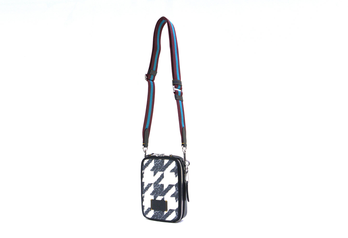 Coach Stanton Houndstooth Print Crossbody - Cream black