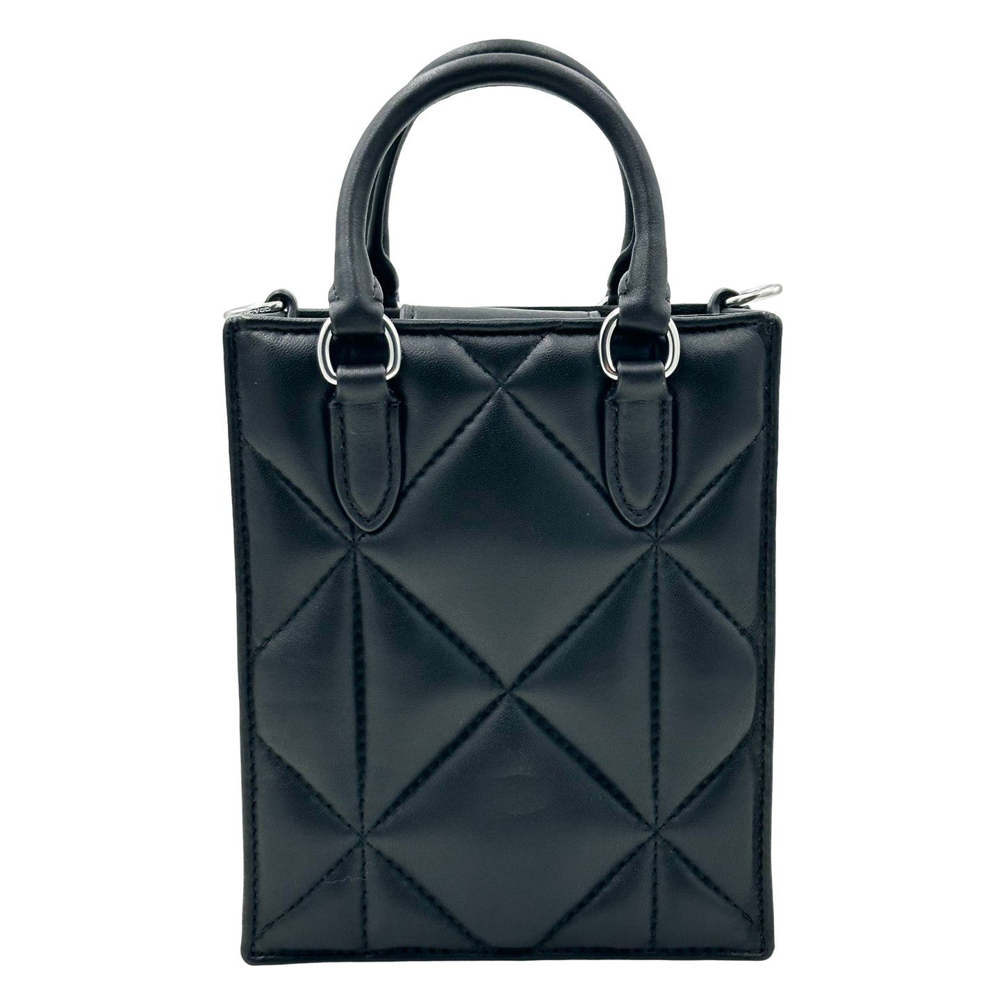 Coach North South Mini Crossbody Tote With Puffy Diamond Quilting - Black