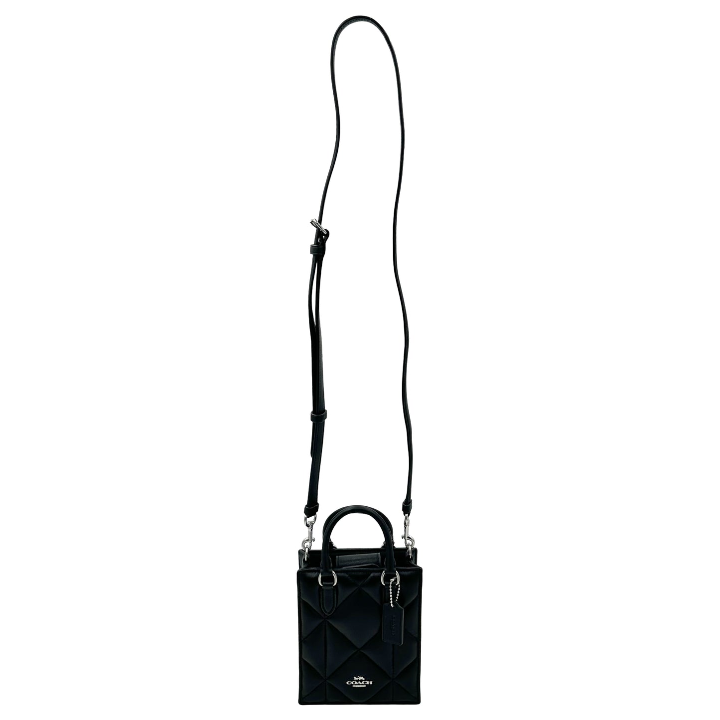 Coach North South Mini Crossbody Tote With Puffy Diamond Quilting - Black