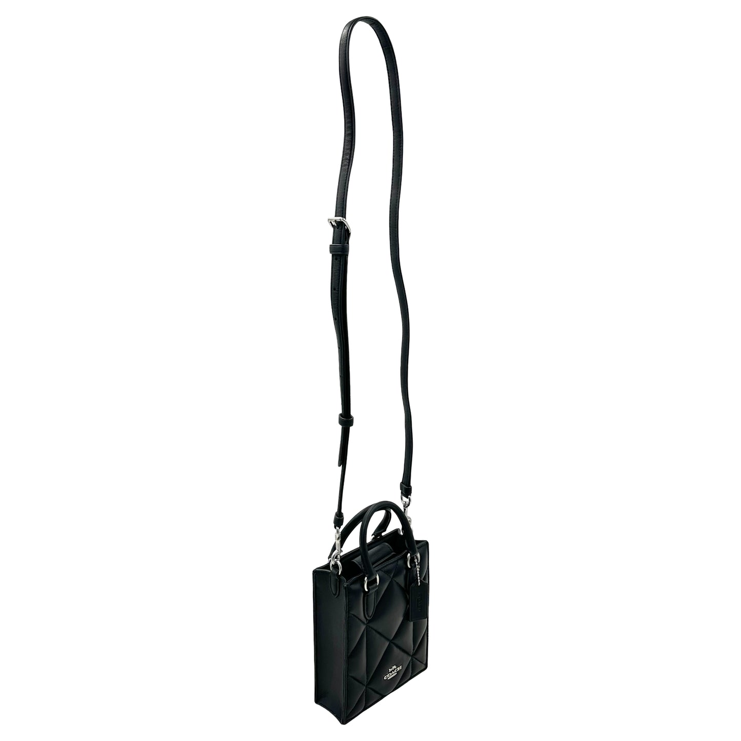 Coach North South Mini Crossbody Tote With Puffy Diamond Quilting - Black