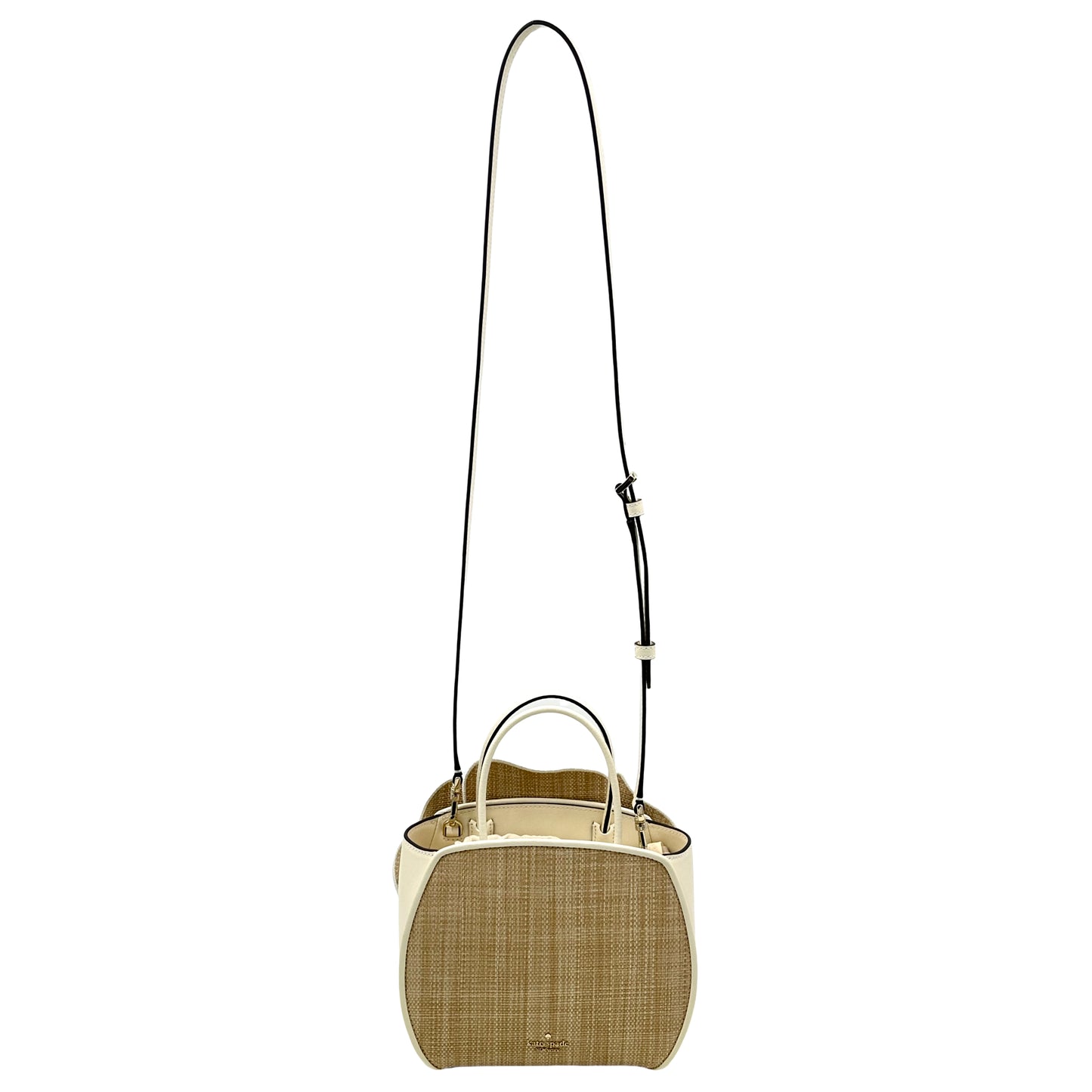 Kate Spade Flora 3D Rose Straw Crossbody - Natural