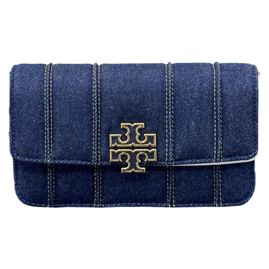 Tory Burch Britten Denim Chain Wallet - Navy