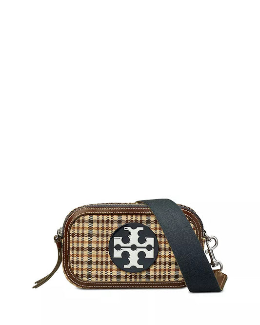Tory Burch Miller Plaid Mini Crossbody Bag - Brown