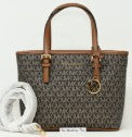 Michael Kors Jet Set Travel Carry All Crossbody Top Zip Tote- Brown