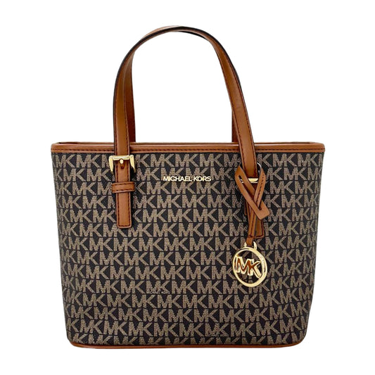 Michael Kors Jet Set Travel Carry All Crossbody Top Zip Tote- Brown
