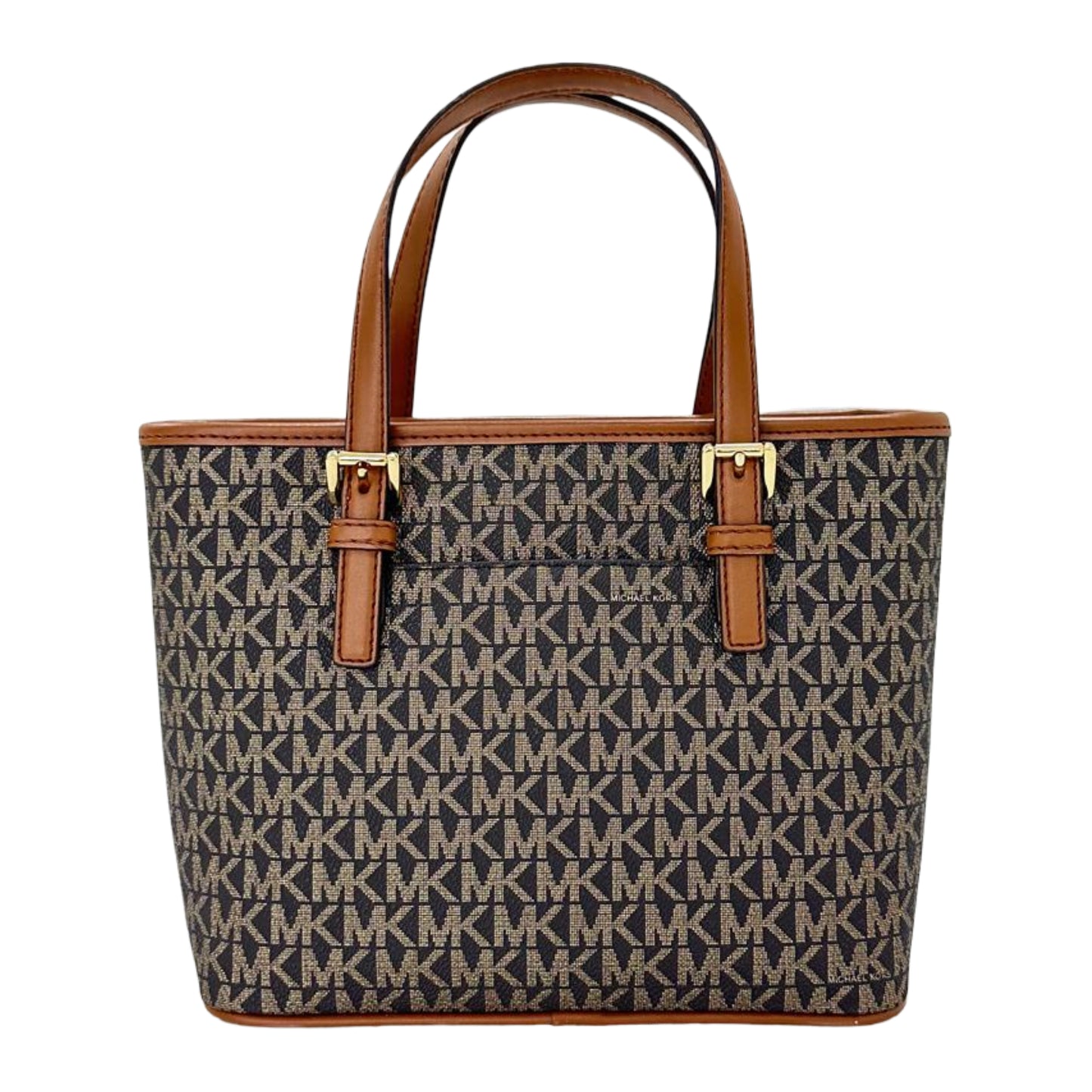 Michael Kors Jet Set Travel Carry All Crossbody Top Zip Tote- Brown