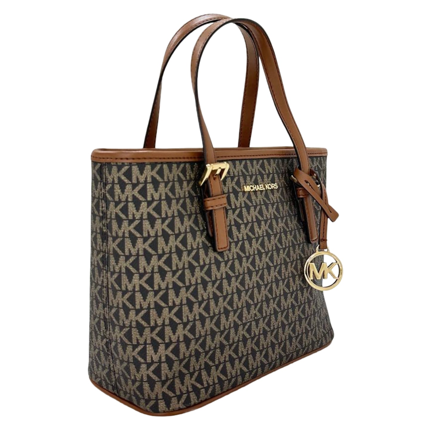 Michael Kors Jet Set Travel Carry All Crossbody Top Zip Tote- Brown