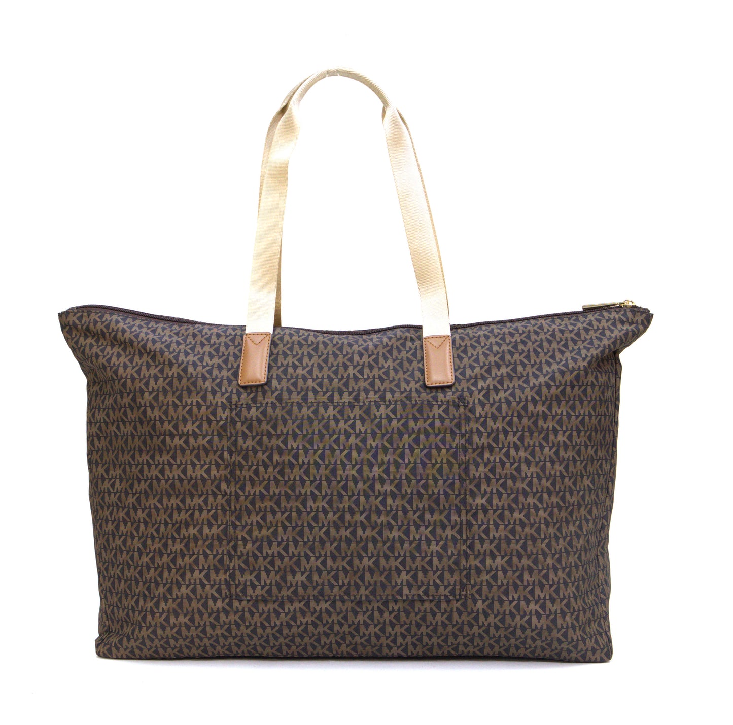Michael Kors Jet Set Travel Large Signature Logo Print Woven Tote Bag - Brown/Acorn