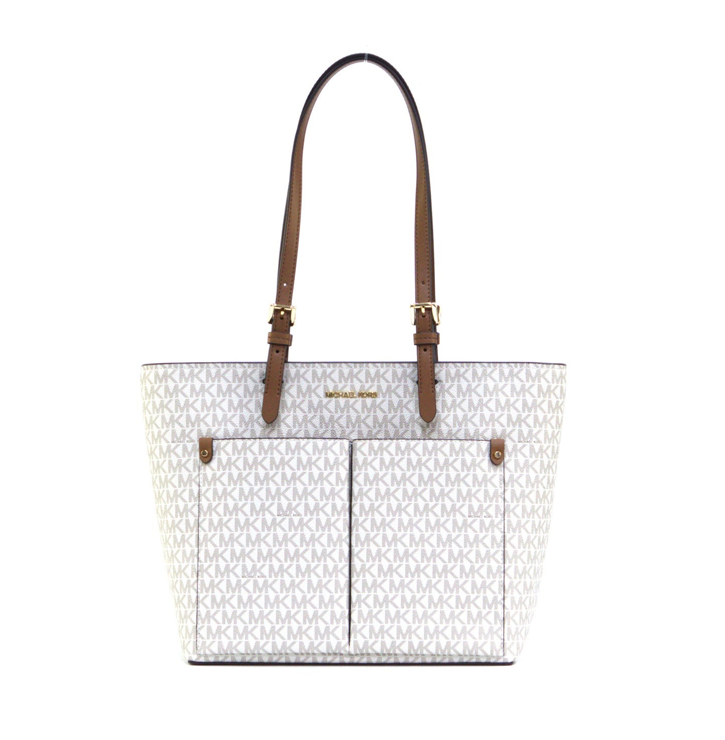 Michael Kors Jet Set Travel Medium Double Pocket Tote - Vanilla