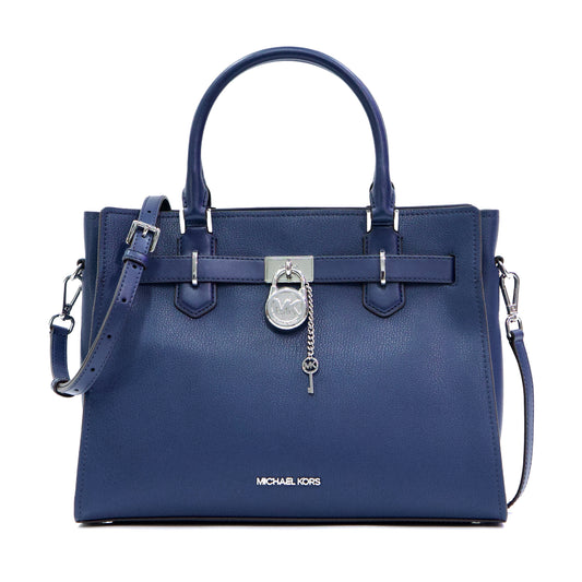 Michael Kors Hamilton Medium Satchel Leather- Navy