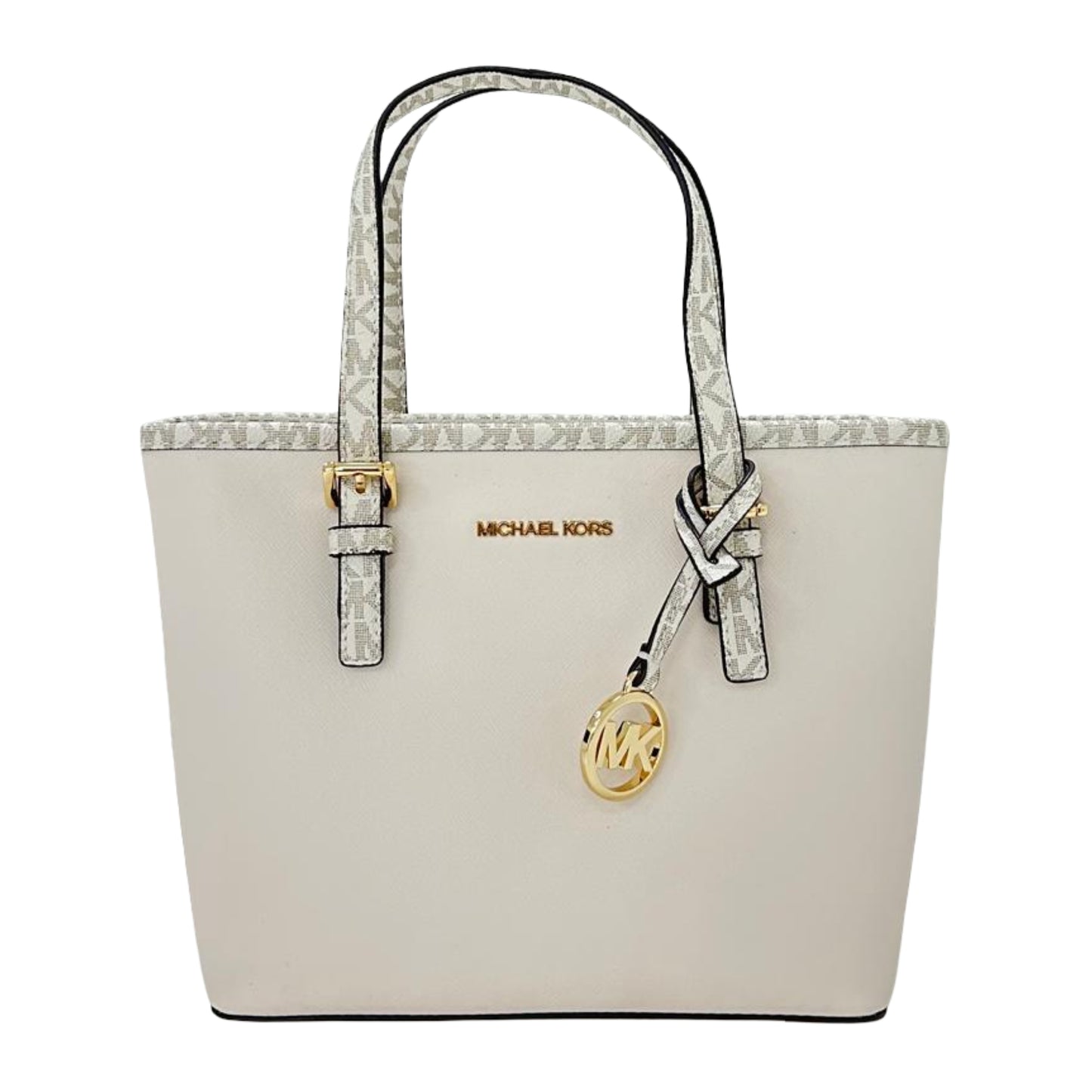 Michael Kors Jet Set Travel Extra-Small Top-Zip Tote Bag- Light Cream/ Multi