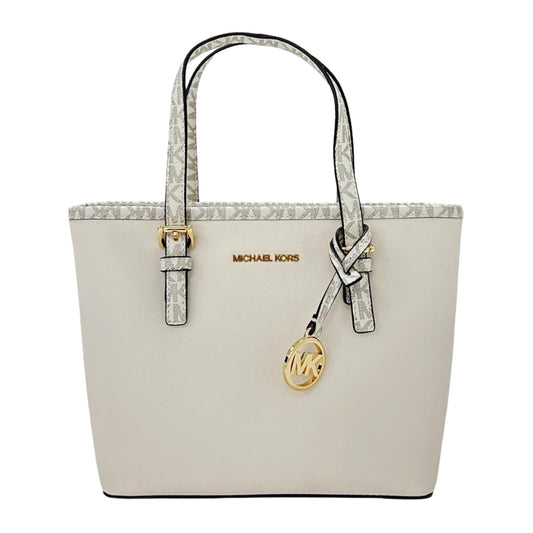 Michael Kors Jet Set Travel Extra-Small Top-Zip Tote Bag- Light Cream/ Multi