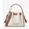 Michael Kors Mina Small Signature Logo Chain Crossbody Bag- Vanilla