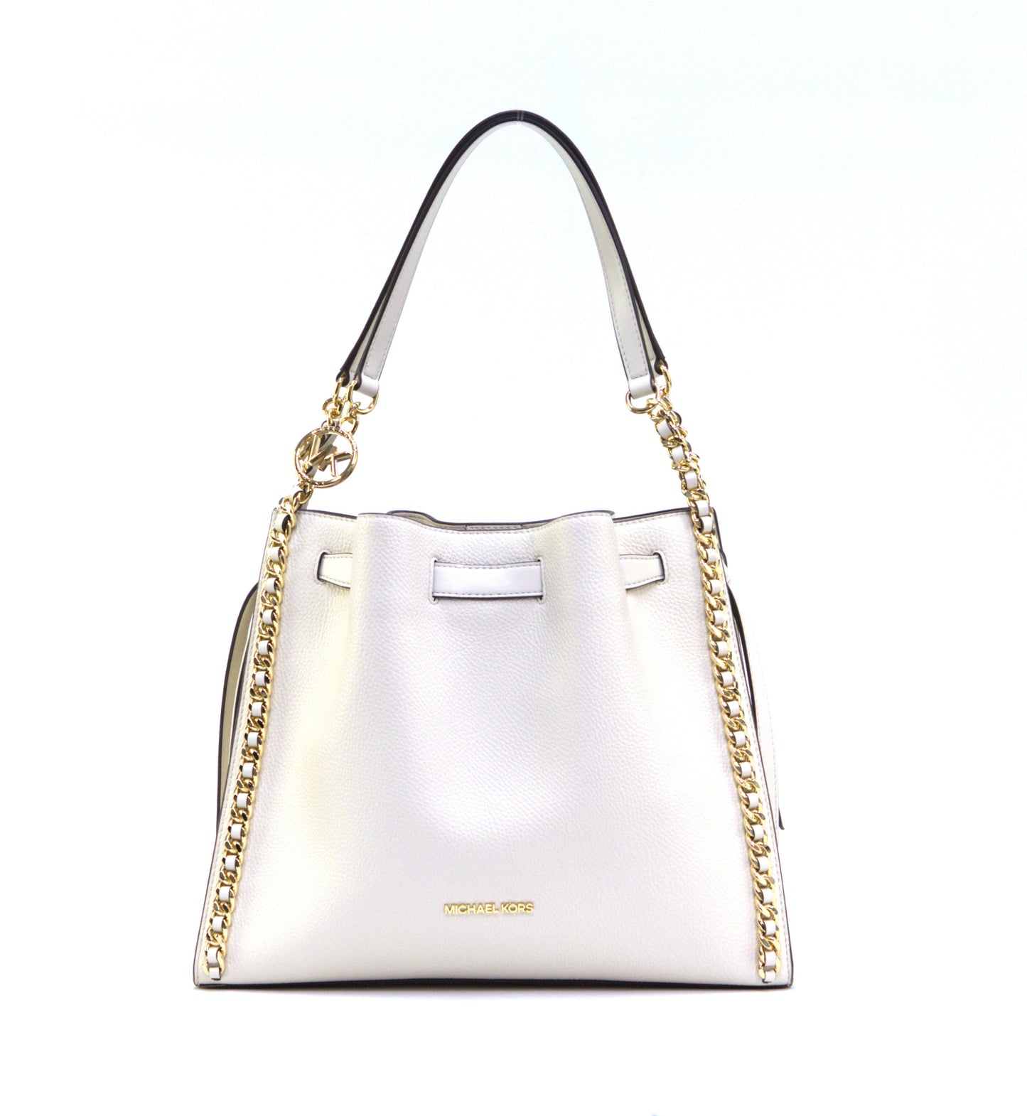 Michael Kors Mina Large Belted Chain Shoulder Bag -Light Cream