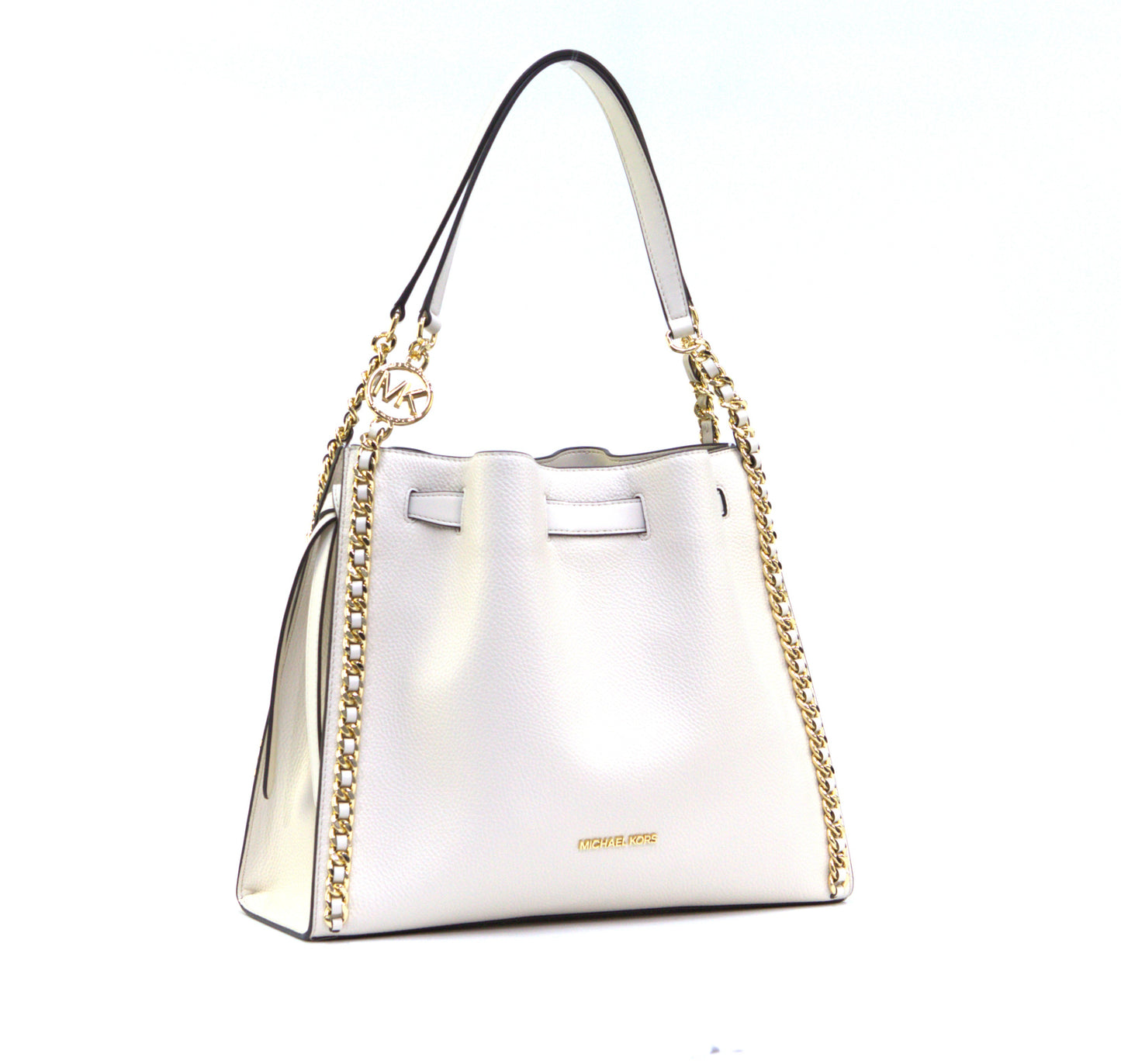 Michael Kors Mina Large Belted Chain Shoulder Bag -Light Cream