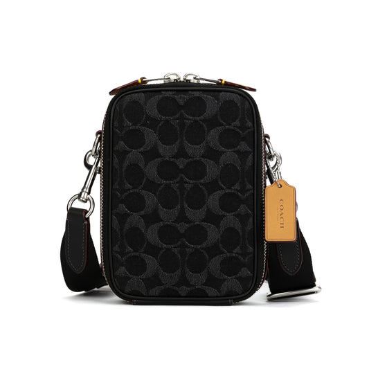 Bolso bandolera Coach Stanton en denim exclusivo - Plateado/Negro