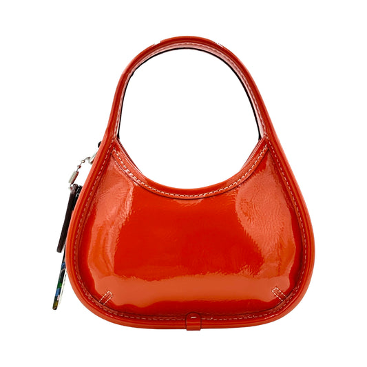 Coach Mini Ergo Bag In Crinkle Patent Coachtopia Leather - Deep Orange