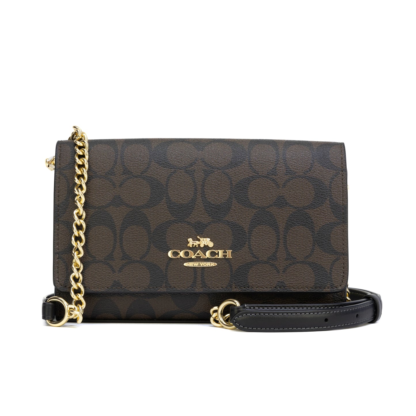 Coach Flap Crossbody In Signature Canvas - Gold/Brown Black