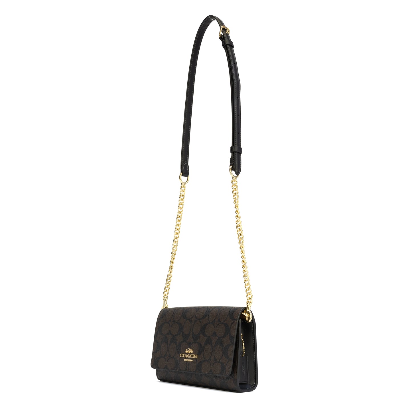 Coach Flap Crossbody In Signature Canvas - Gold/Brown Black
