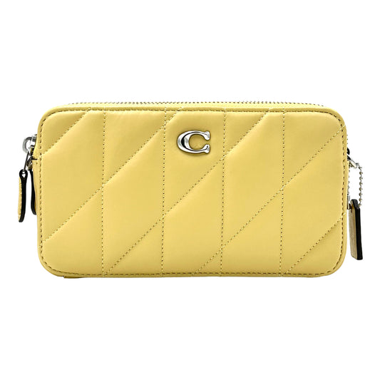 Coach Kira Quilted Pillow Leather Crossbody Wristlet Clutch- Hay