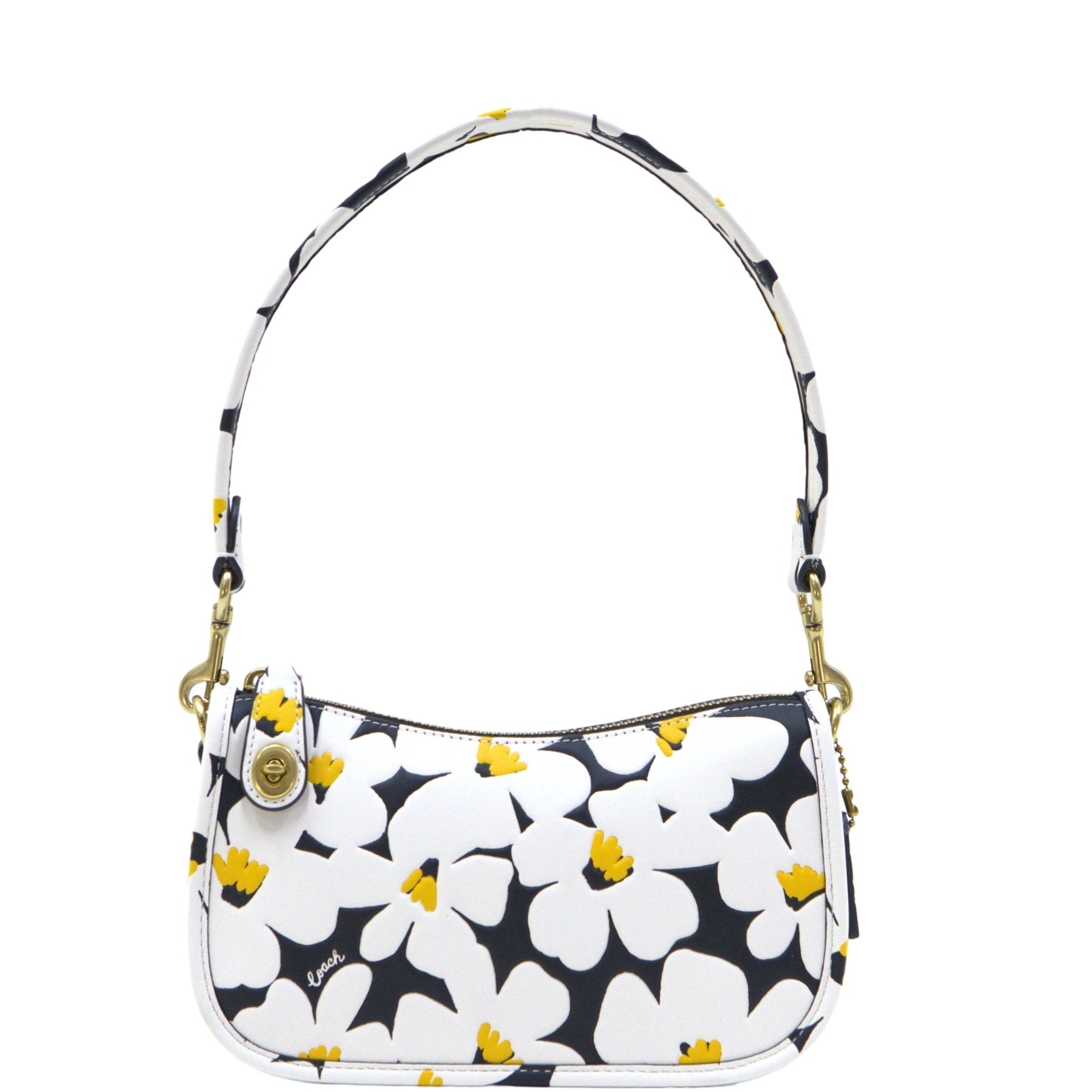 Coach Floral Print Glovetanned Leather Swinger Bag 20 - Chalk Multi