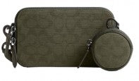 Coach Slim Crossbody Bag In Signature Canvas Jacquard- Army Green