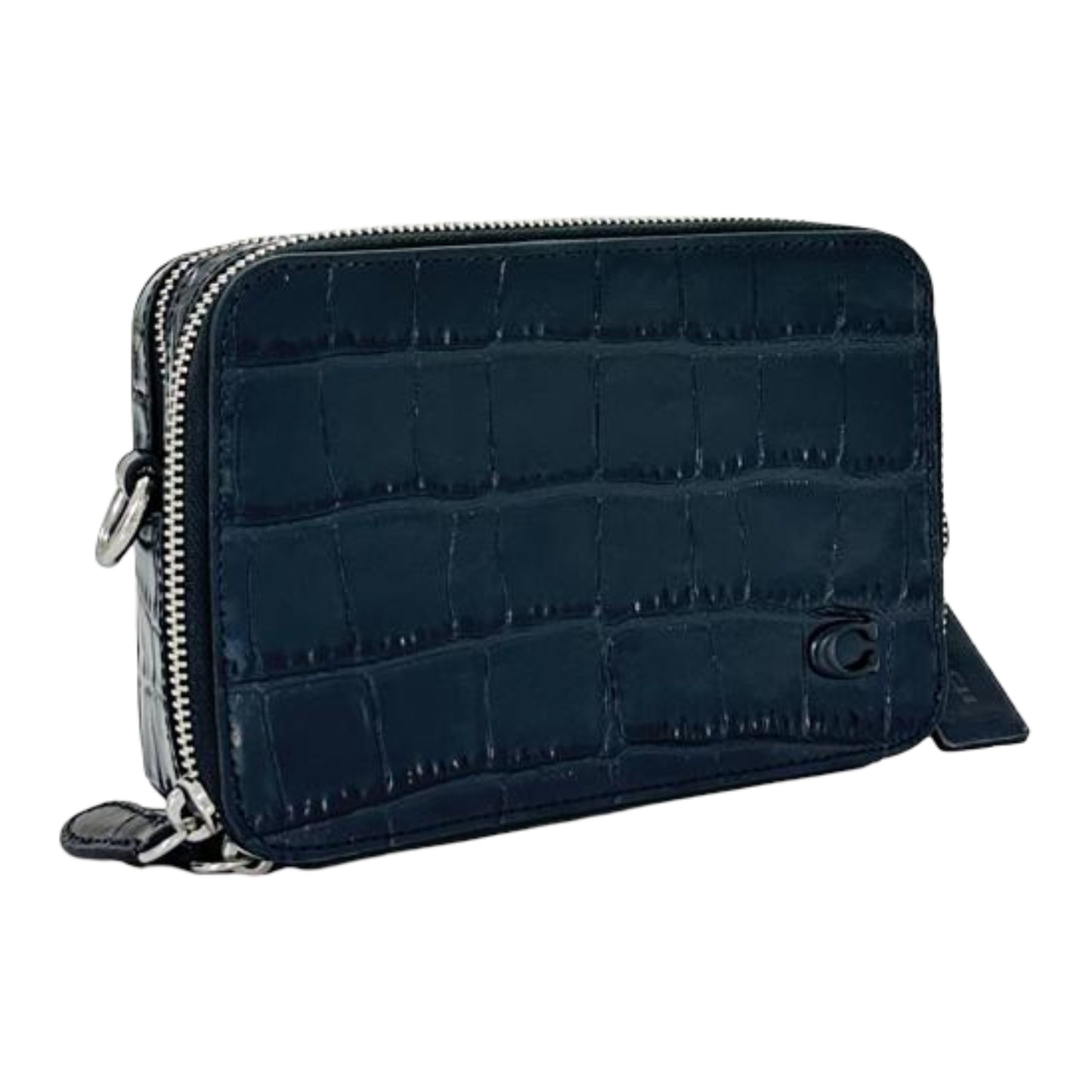 Coach Crocodile Embossed Charter Crossbody 19 Bag  - Black