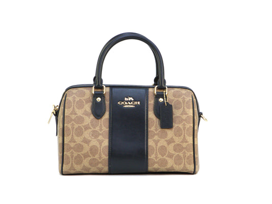 Coach Rowan Satchel Bag In Signature Canvas - Tan/Black