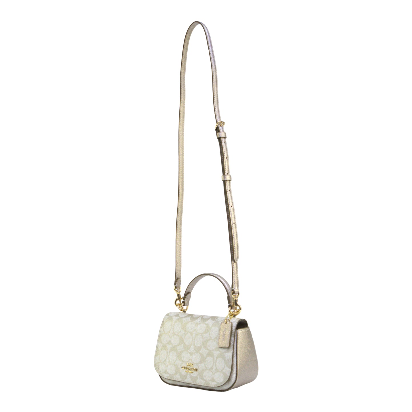 Coach Lysa Top Handle Bag In Signature Canvas - Gold/Champagne Multi