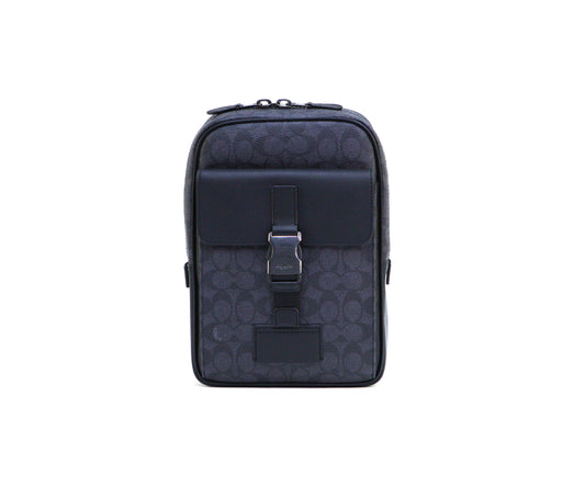 Coach Track Pack In Signature Canvas - Charcoal / Black