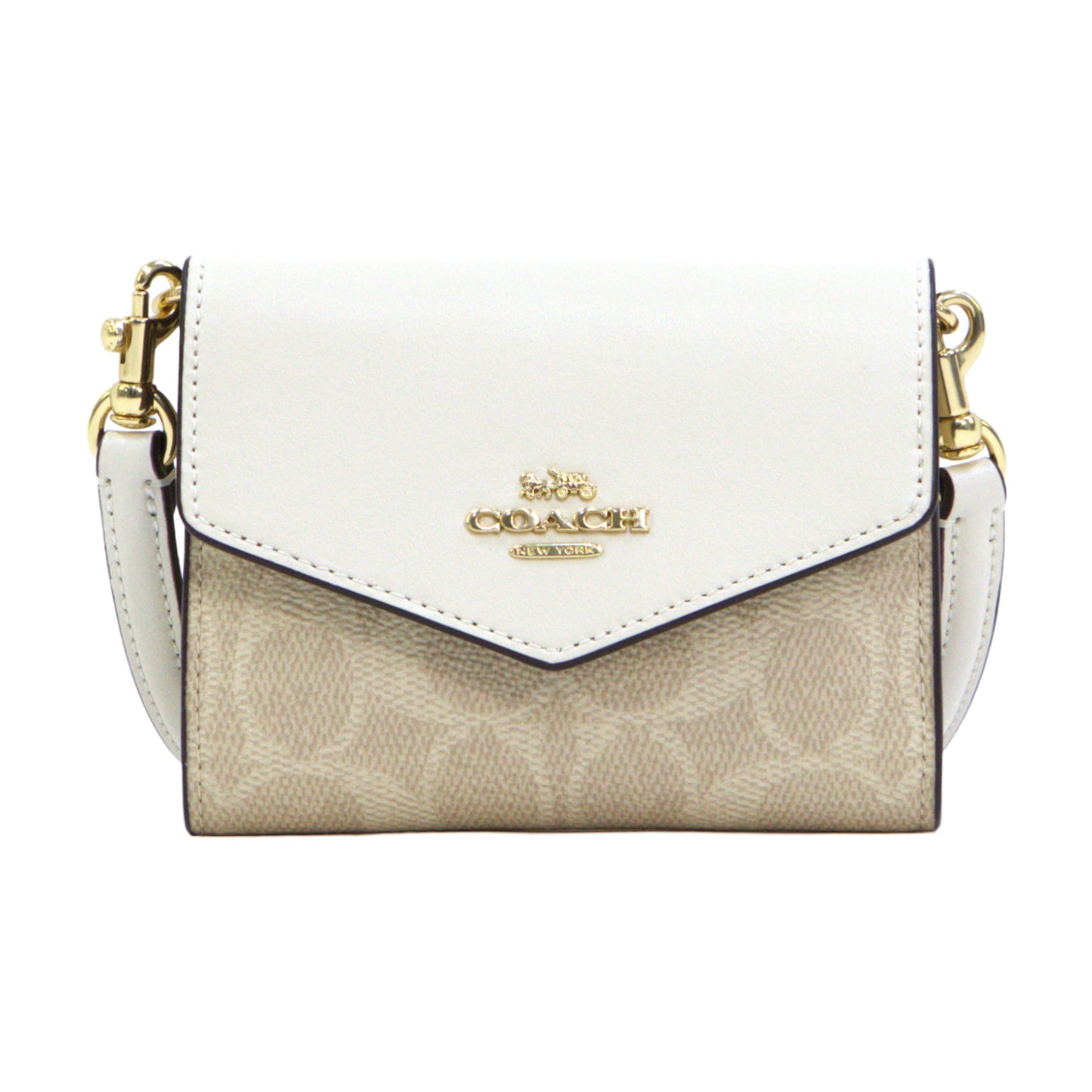 Coach Mini Envelope Wallet With Strap In Signature Canvas - Sand Chalk