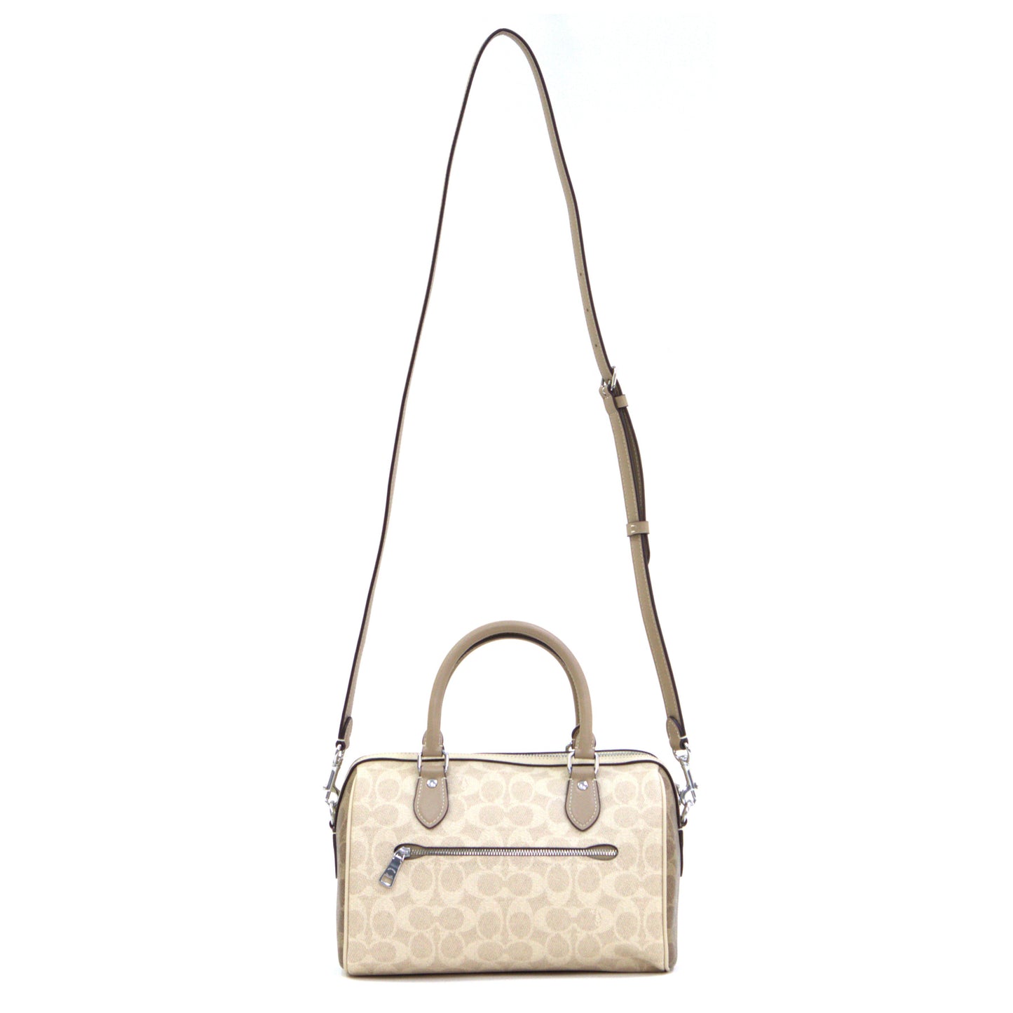 Coach Rowan Satchel Bag In Blocked Signature Canvas - Sand Taupe