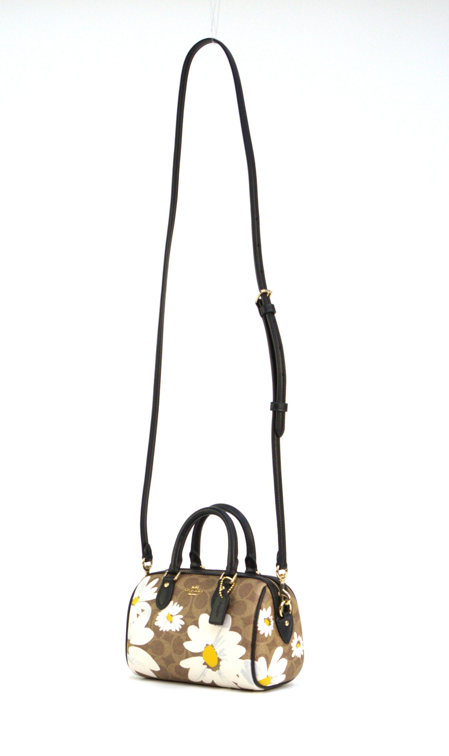 Coach Mini Rowan Crossbody Bag Signature Canvas Floral Print - Tan Multi