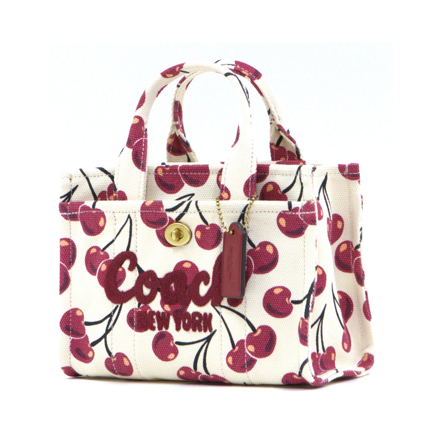 Coach Cargo Tote Bag 20 with Cherry Print - Chalk Multi
