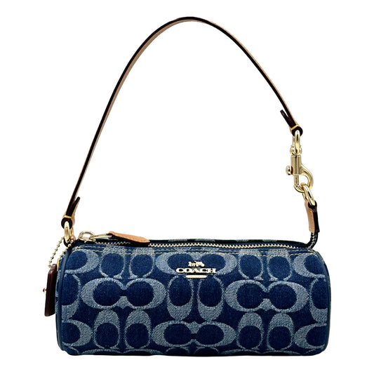 Coach Wristlet Nolita Barrel Bag Signature Denim- Gold Blue